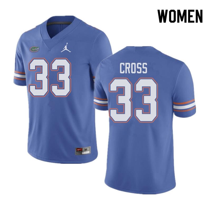 NCAA Florida Gators Daniel Cross Women's #33 Jordan Brand Blue Stitched Authentic College Football Jersey PKB0164ZZ